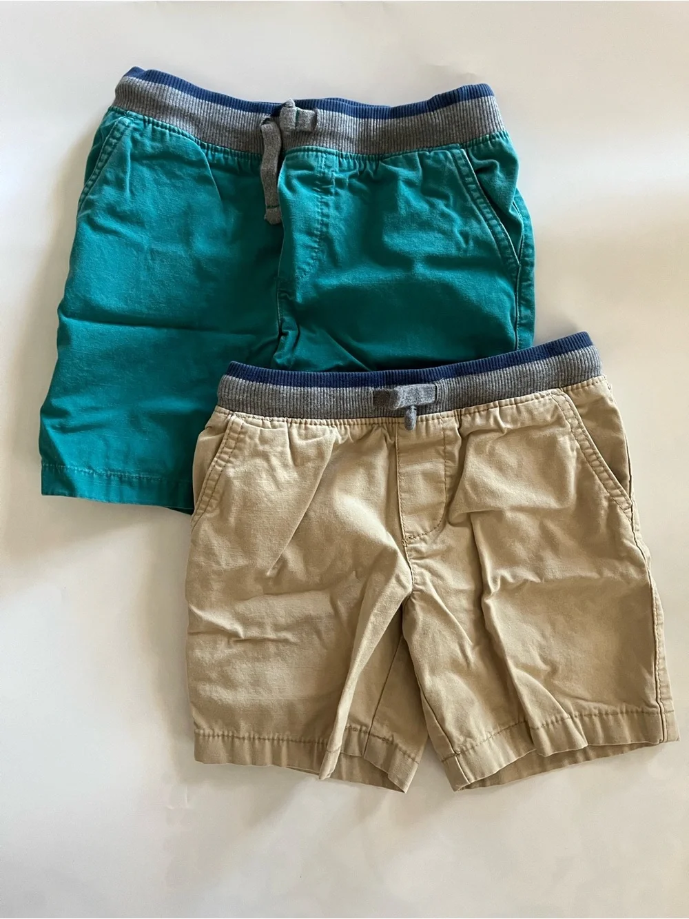 Carter’s Canvas Shorts. Two Pair. Khaki and Teal. Boy Toddler Size 4T